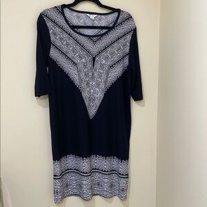 5th & Love Black and White Midi Dress- Sleeves Elbow length- Size S Stretchy